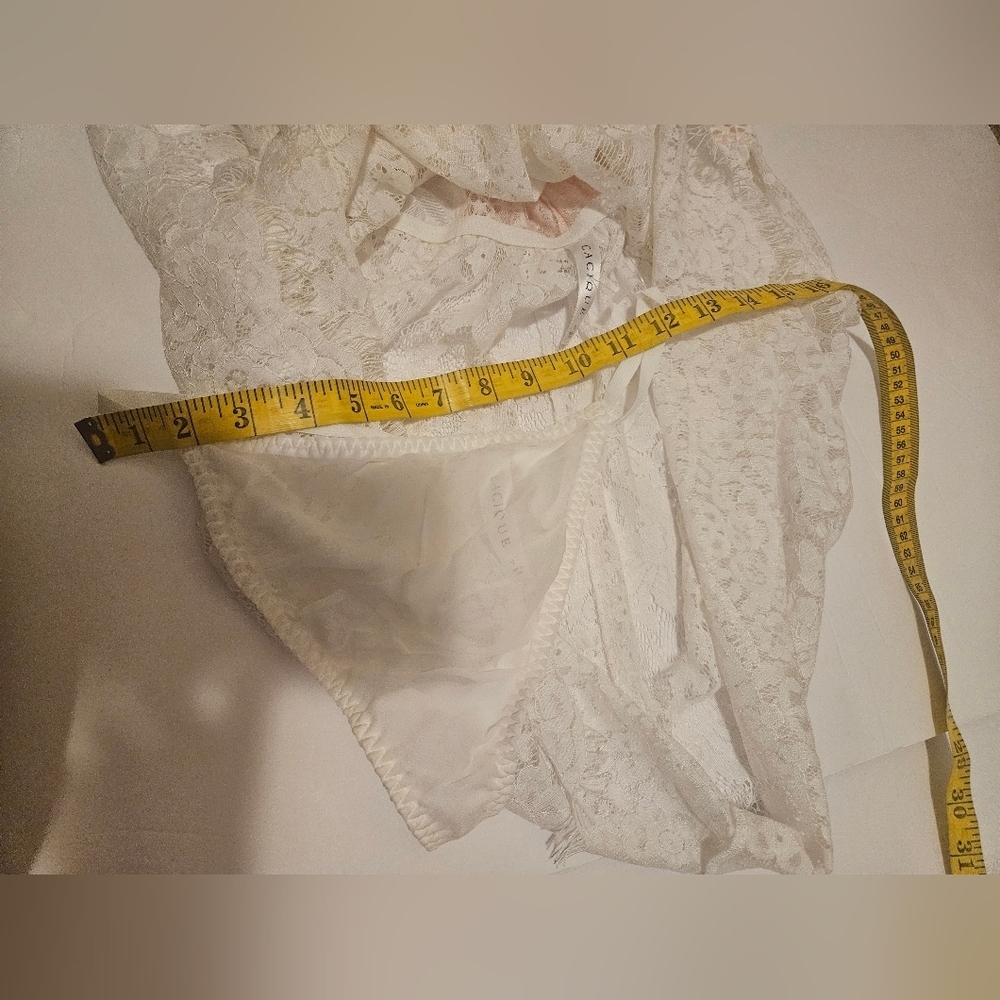 Cacique- Women' 12 Elegant White Lace Chemise Babydoll Silk  NWOT Valentine Sexy - Picture 7 of 10